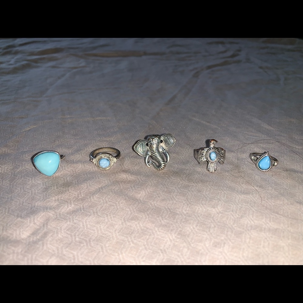 Ring Set, Silver and Turquoise